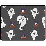 Halloween Ghost Trick or Treat Seamless Repeat Pattern Double Sided Fleece Blanket (Medium)  58.8 x47.4  Blanket Back