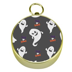 Halloween Ghost Trick Or Treat Seamless Repeat Pattern Gold Compasses by KentuckyClothing