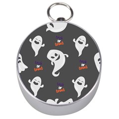 Halloween Ghost Trick Or Treat Seamless Repeat Pattern Silver Compasses by KentuckyClothing