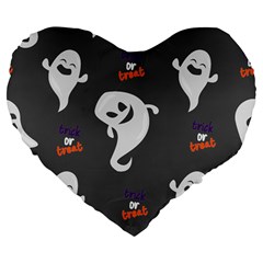 Halloween Ghost Trick Or Treat Seamless Repeat Pattern Large 19  Premium Flano Heart Shape Cushions by KentuckyClothing