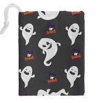 Halloween Ghost Trick or Treat Seamless Repeat Pattern Drawstring Pouch (5XL) Back