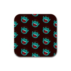 Frankenstein Halloween Seamless Repeat Pattern  Rubber Square Coaster (4 Pack)  by KentuckyClothing