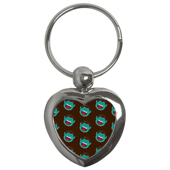 Frankenstein Halloween Seamless Repeat Pattern  Key Chain (Heart)