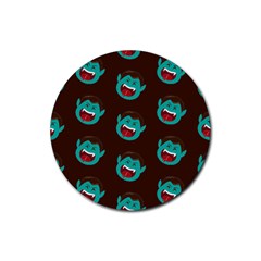 Frankenstein Halloween Seamless Repeat Pattern  Rubber Round Coaster (4 Pack)  by KentuckyClothing