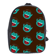 Frankenstein Halloween Seamless Repeat Pattern  School Bag (xl) by KentuckyClothing