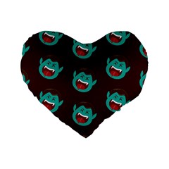 Frankenstein Halloween Seamless Repeat Pattern  Standard 16  Premium Heart Shape Cushions by KentuckyClothing