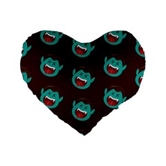 Frankenstein Halloween Seamless Repeat Pattern  Standard 16  Premium Flano Heart Shape Cushions by KentuckyClothing