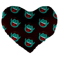 Frankenstein Halloween Seamless Repeat Pattern  Large 19  Premium Flano Heart Shape Cushions by KentuckyClothing