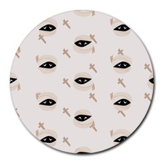 Halloween Mummies Seamless Repeat Pattern Round Mousepads by KentuckyClothing