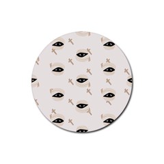 Halloween Mummies Seamless Repeat Pattern Rubber Coaster (round)  by KentuckyClothing