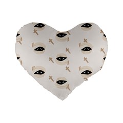 Halloween Mummies Seamless Repeat Pattern Standard 16  Premium Flano Heart Shape Cushions by KentuckyClothing