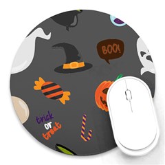 Halloween Themed Seamless Repeat Pattern Round Mousepads by KentuckyClothing