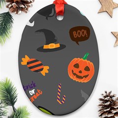 Halloween Themed Seamless Repeat Pattern Ornament (oval) by KentuckyClothing