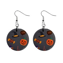 Halloween Themed Seamless Repeat Pattern Mini Button Earrings by KentuckyClothing