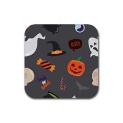 Halloween Themed Seamless Repeat Pattern Rubber Coaster (square)  by KentuckyClothing