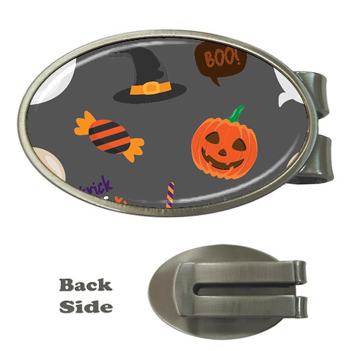 Halloween Themed Seamless Repeat Pattern Money Clips (Oval) 