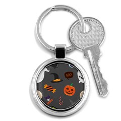 Halloween Themed Seamless Repeat Pattern Key Chain (round) by KentuckyClothing