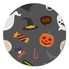 Halloween Themed Seamless Repeat Pattern Magnet 5  (round) by KentuckyClothing