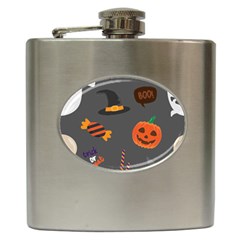 Halloween Themed Seamless Repeat Pattern Hip Flask (6 Oz) by KentuckyClothing