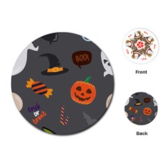 Halloween Themed Seamless Repeat Pattern Playing Cards Single Design (round) by KentuckyClothing