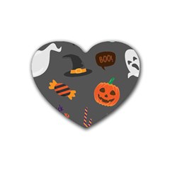 Halloween Themed Seamless Repeat Pattern Heart Coaster (4 Pack)  by KentuckyClothing