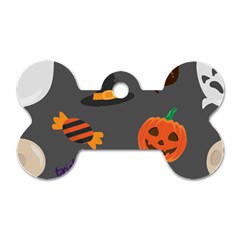 Halloween Themed Seamless Repeat Pattern Dog Tag Bone (one Side) by KentuckyClothing