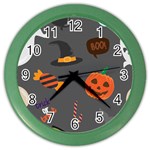 Halloween Themed Seamless Repeat Pattern Color Wall Clock Front