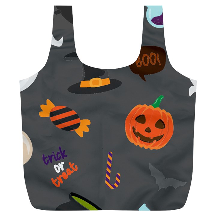 Halloween Themed Seamless Repeat Pattern Full Print Recycle Bag (XL)