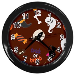 Halloween Seamless Repeat Pattern Wall Clock (black) by KentuckyClothing