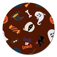 Halloween Seamless Repeat Pattern Magnet 5  (round) by KentuckyClothing