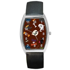 Halloween Seamless Repeat Pattern Barrel Style Metal Watch by KentuckyClothing