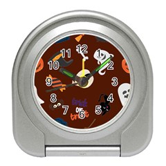 Halloween Seamless Repeat Pattern Travel Alarm Clock by KentuckyClothing