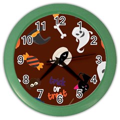 Halloween Seamless Repeat Pattern Color Wall Clock by KentuckyClothing