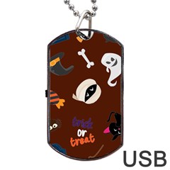 Halloween Seamless Repeat Pattern Dog Tag Usb Flash (two Sides) by KentuckyClothing