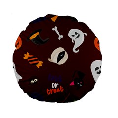 Halloween Seamless Repeat Pattern Standard 15  Premium Flano Round Cushions by KentuckyClothing