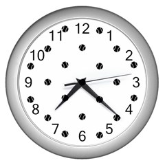 Black And White Baseball Print Pattern Wall Clock (silver) by dflcprintsclothing