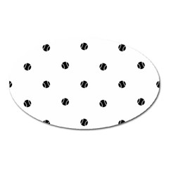 Black And White Baseball Print Pattern Oval Magnet