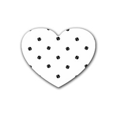 Black And White Baseball Print Pattern Heart Coaster (4 Pack) 