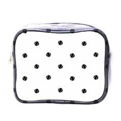 Black And White Baseball Print Pattern Mini Toiletries Bag (one Side)