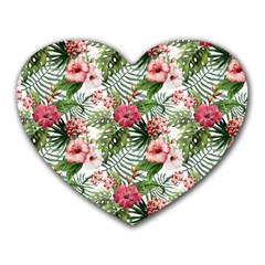 Monstera Flowers Pattern Heart Mousepads by goljakoff