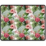 Monstera flowers pattern Fleece Blanket (Medium)  60 x50  Blanket Front