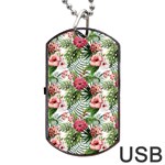 Monstera flowers pattern Dog Tag USB Flash (Two Sides) Back