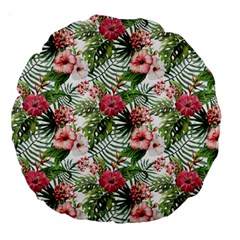 Monstera Flowers Pattern Large 18  Premium Round Cushions by goljakoff