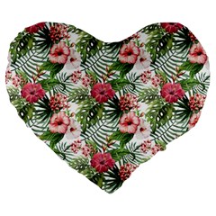 Monstera Flowers Pattern Large 19  Premium Heart Shape Cushions by goljakoff