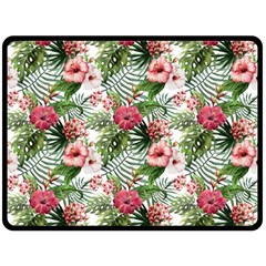 Monstera Flowers Pattern Double Sided Fleece Blanket (large)  by goljakoff