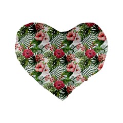 Monstera Flowers Pattern Standard 16  Premium Flano Heart Shape Cushions by goljakoff