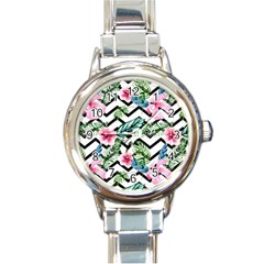 Zigzag Flowers Round Italian Charm Watch by goljakoff