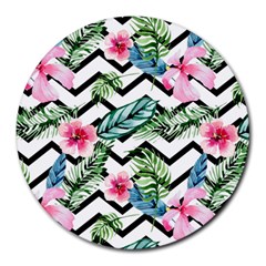 Zigzag Flowers Round Mousepads