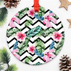 Zigzag Flowers Ornament (round) by goljakoff