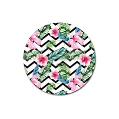 Zigzag Flowers Magnet 3  (round)